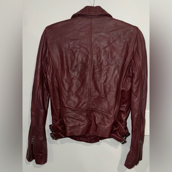 Lucky Brand Burgundy 100% Lamb Leather Jacket - Picture 3 of 7